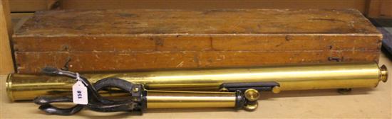 19thC brass telescope in pine box